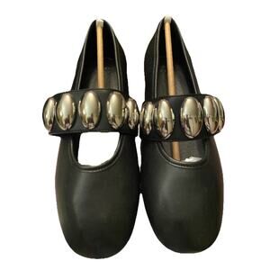 Black Stud Editorial Mary Jane’s flat Chunky Silver Hardware Minimalist Shoe